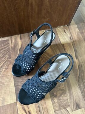 Mix No. 6 Black Woven Slingback Heels